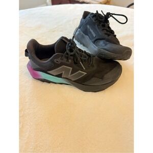 New Balance Women's Black Trail Runners with Teal & Purple Heel Accents